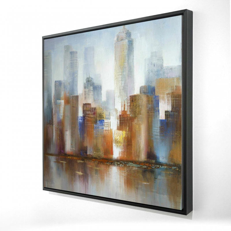 Paysage urbain dans le brouillard - art mural moderne sur toile