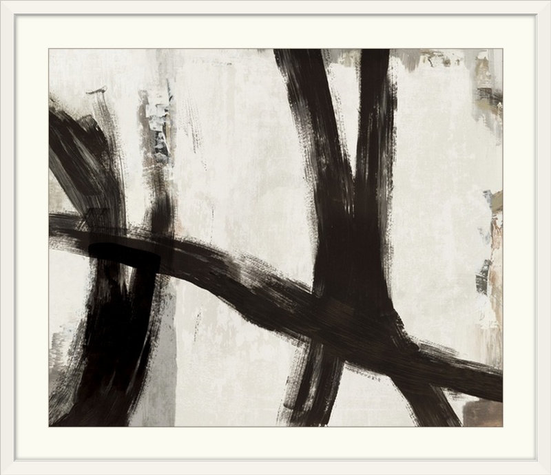 «Brush II», reproduction d'art Funkley, H 32 po x l 38 po x P 1 po, Cadre blanc