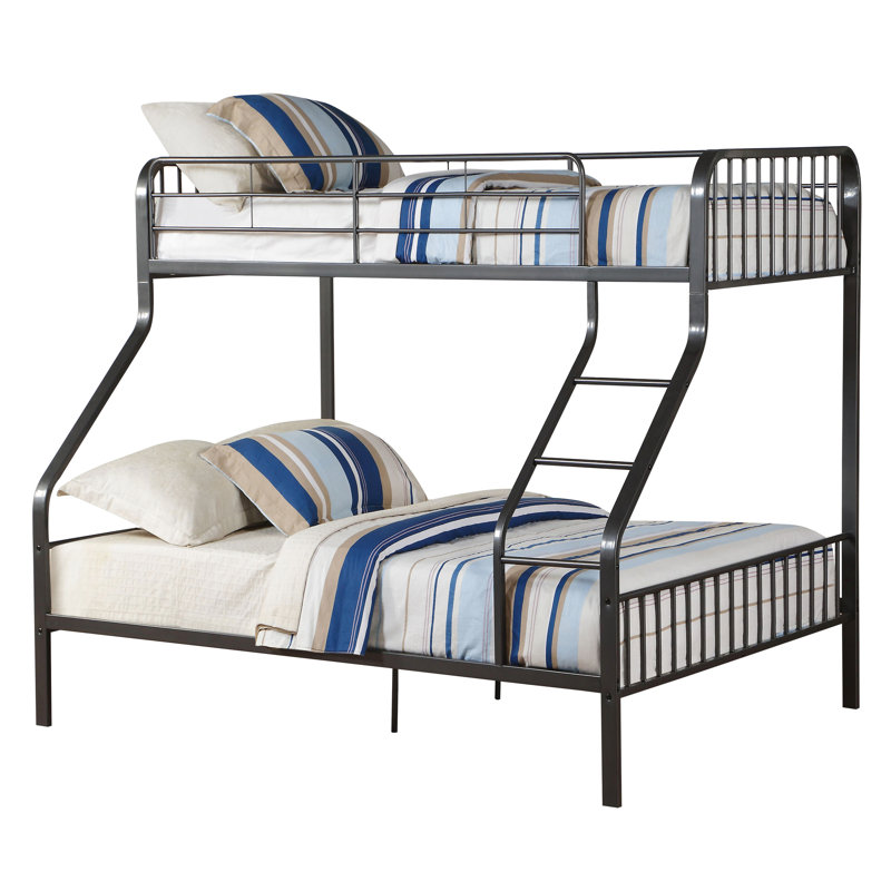 Lit superposé en métal Gunmetal avec support de matelas robuste et facile d'accès