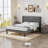 Queen Size Velvet Bed Frame with Wingback Headboard, Upholstered Platform Bed with Wing Side Channel Tufted Headboard, Solid Wooden Slats Support, No Box Spring Needed, Noise Free, Dark Grey-514089475-514089485