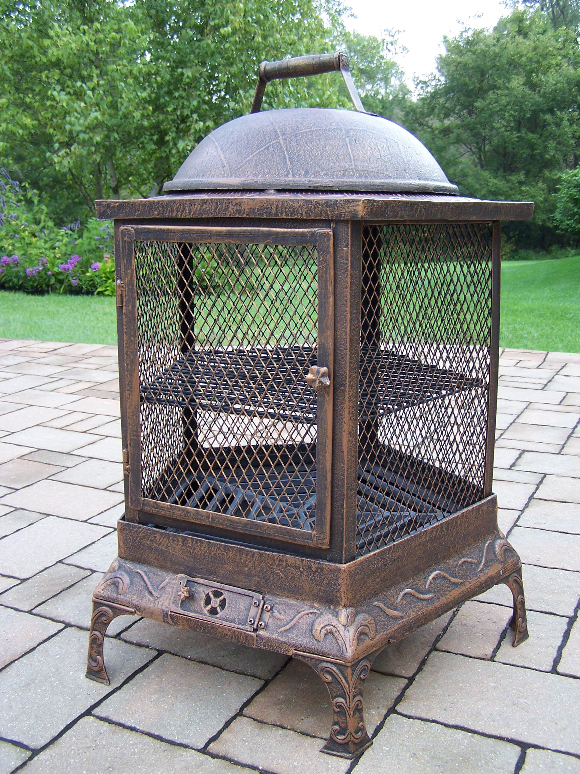 Ahmier Terrace Heater Steel Wood Burning Outdoor Fireplace