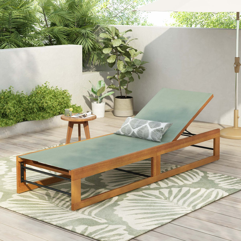 Chaise longue d'extérieur en bois 1pc, 1, Vert menthe / teck