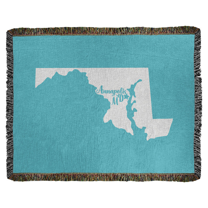 Jeté en coton annapolis maryland, 50 po x 60 po, Bleu sarcelle