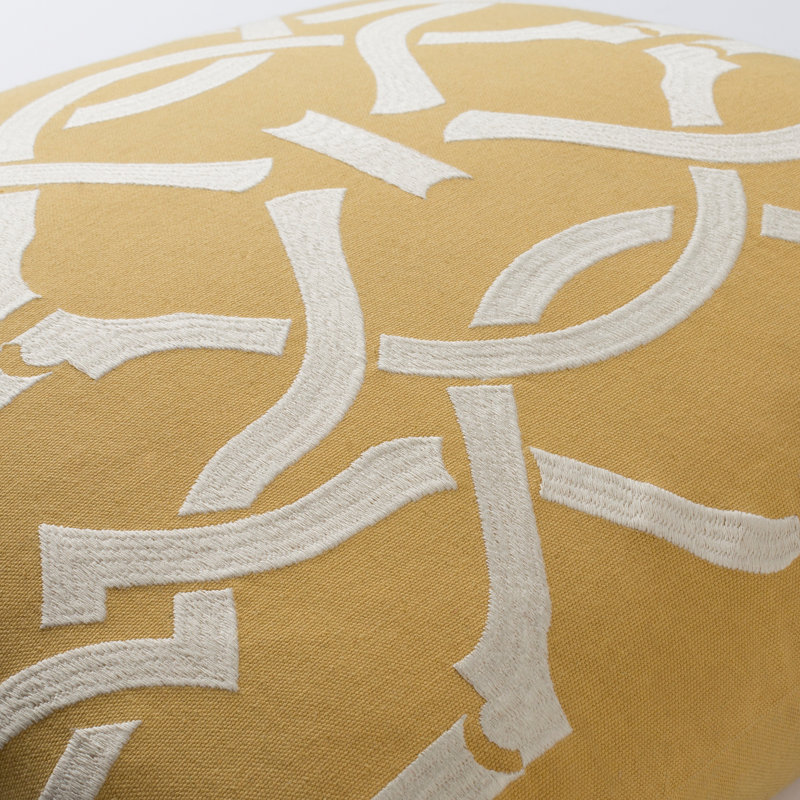 Kingdom Indoor Cotton Throw Pillow, Yellow/ White