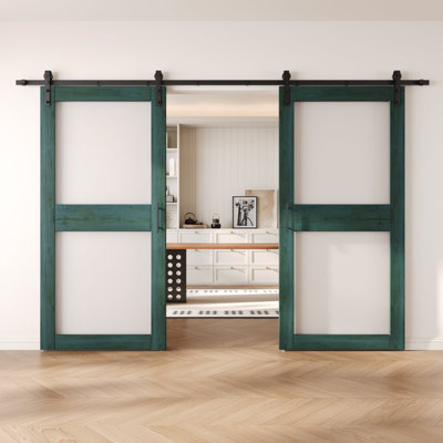 Portes de grange non assemblées et finies en verre à 2 verres de 26 po x 84 po Homquer Royal Pin