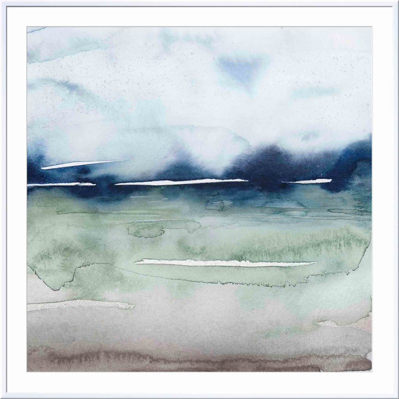 «Uplands II» par Grace Popp - peinture encadrée, Blanc, H 48 po x l 32 po
