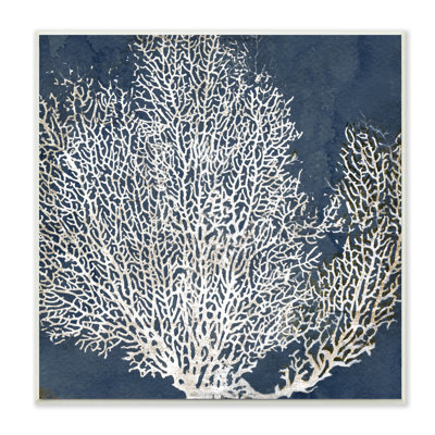 «Sea Coral Ocean Life Silhouette Blue White», impression
