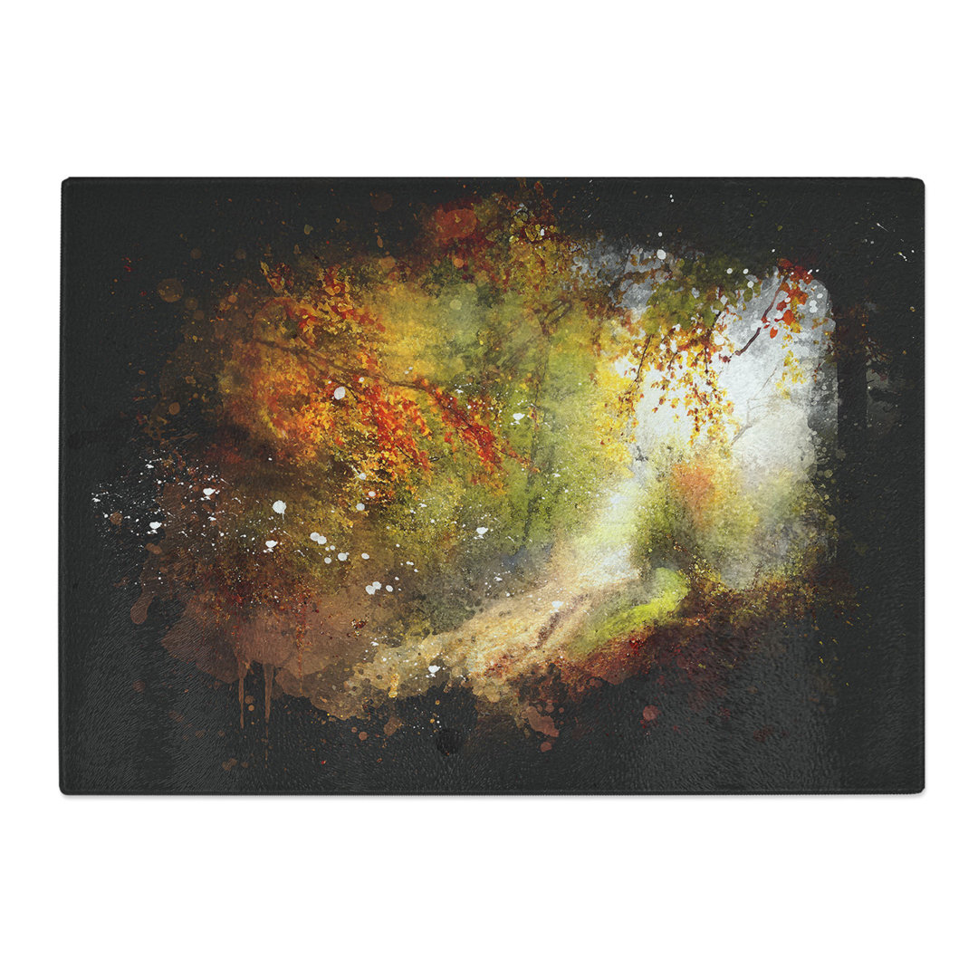 Tempered Glass Autumn Forest Paint Splash Chopping Board