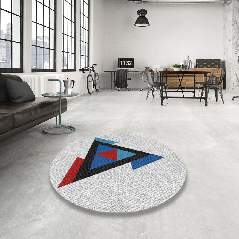 Scate le Tapis décoratif bleu, Rond 8 pi