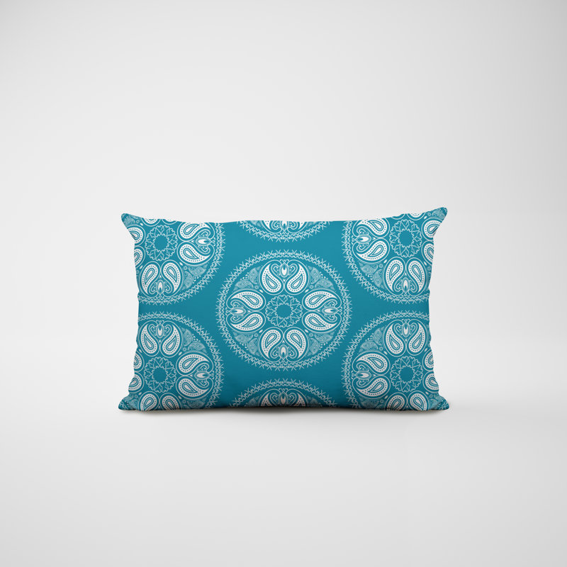 Polyester/Polyester Blend Lumbar Rectangular Indoor/Outdoor Pillow Cover & Insert, Turquoise