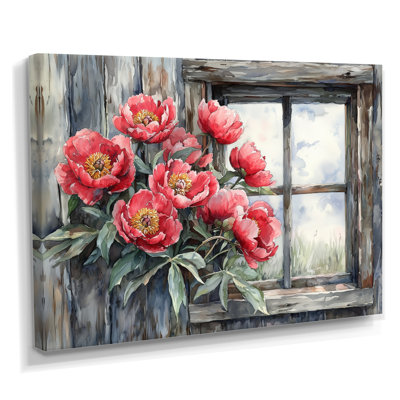 «Dontarious Pe pivons At The Barn Window I», art mural pivoines pour le salon