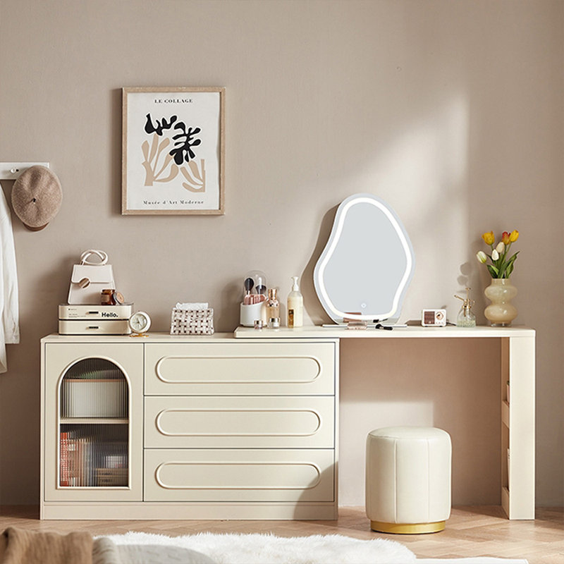 Coiffeuse avec miroir lumineux, 3 tiroirs, 1 chaise