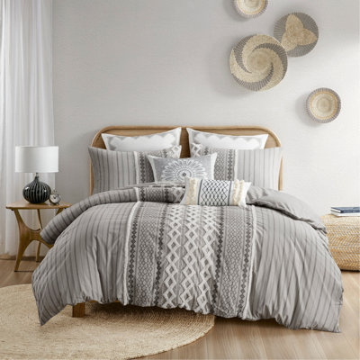 Ensemble de housse de couette en coton double / grand avec chenille