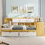 Multi-Functional L-Shape Daybed With Storage - Twin Size, Natural And White Two Large Drawers +