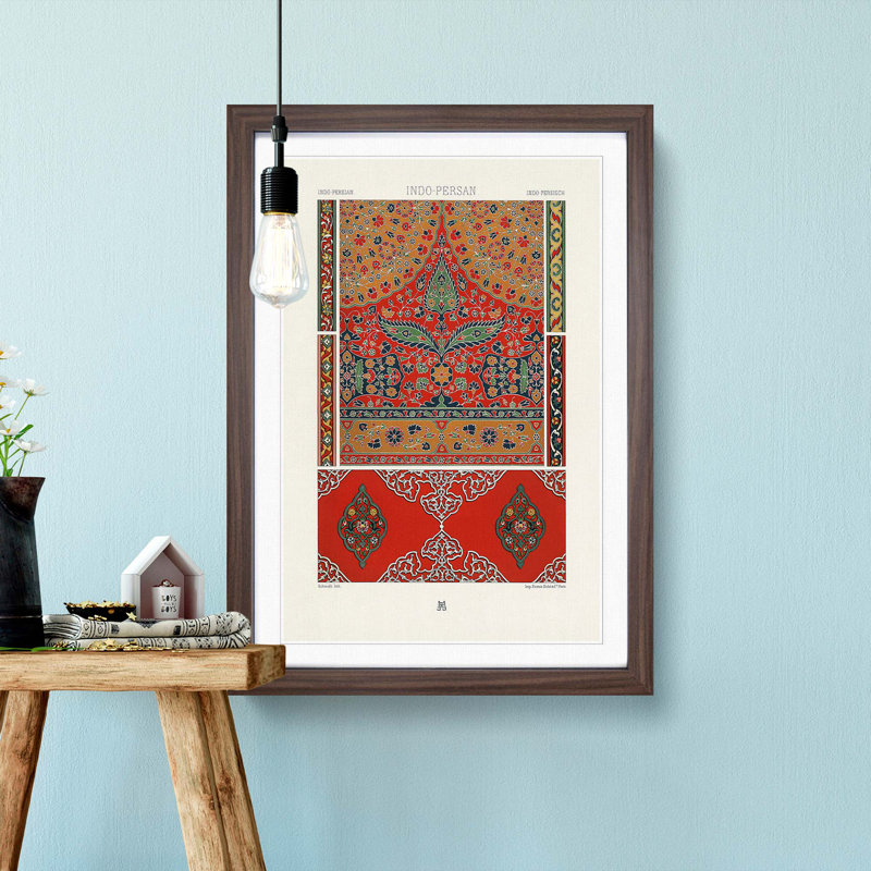 Floral Indo-Persian Pattern by Albert Racinet - Picture Frame Painting Print, 36cm H x 27cm W x 2cm D, Walnut Framed