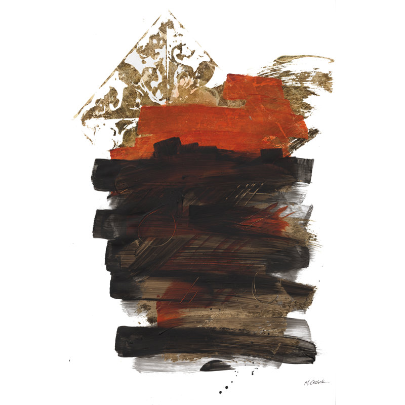 Or noir abstrait II rouge, Toile tendue, Non, H 16 po x l 12 po x P 1,25 po