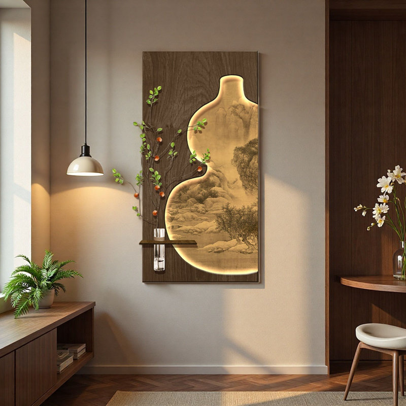 Décoration murale rétro en grès avec pot à fleurs hydroponique, H 47,24 po x l 23,62 po x P 1,97 po