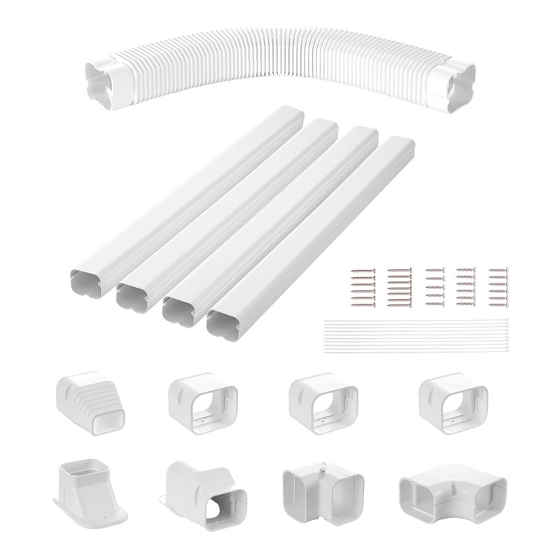 White PVC Decorative Air Conditioner Line Set Cover Kit