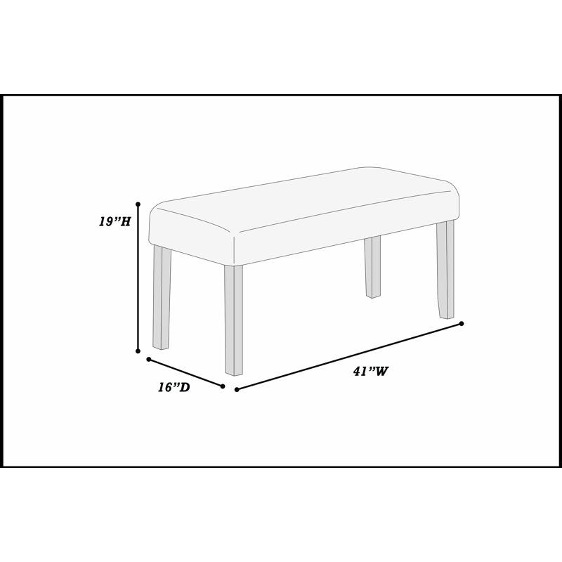 Banc de salle à manger rembourré avec siège en tissu doux et pieds fuselés en bois pour les salles à manger modernes, Neutre