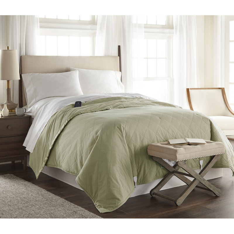 Twin Green Micro Flannel Electric Heated Blanket
