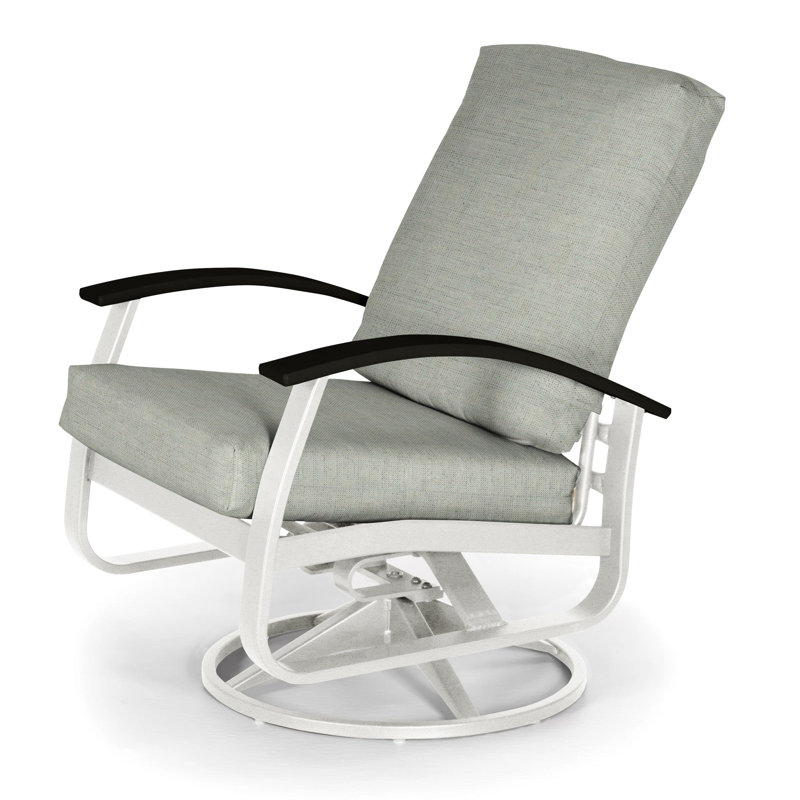 Belle Isle Outdoor Swivel Lounge Chair, Black P70, Cast Slate Sunbrella® Plainweave, Textured Snow