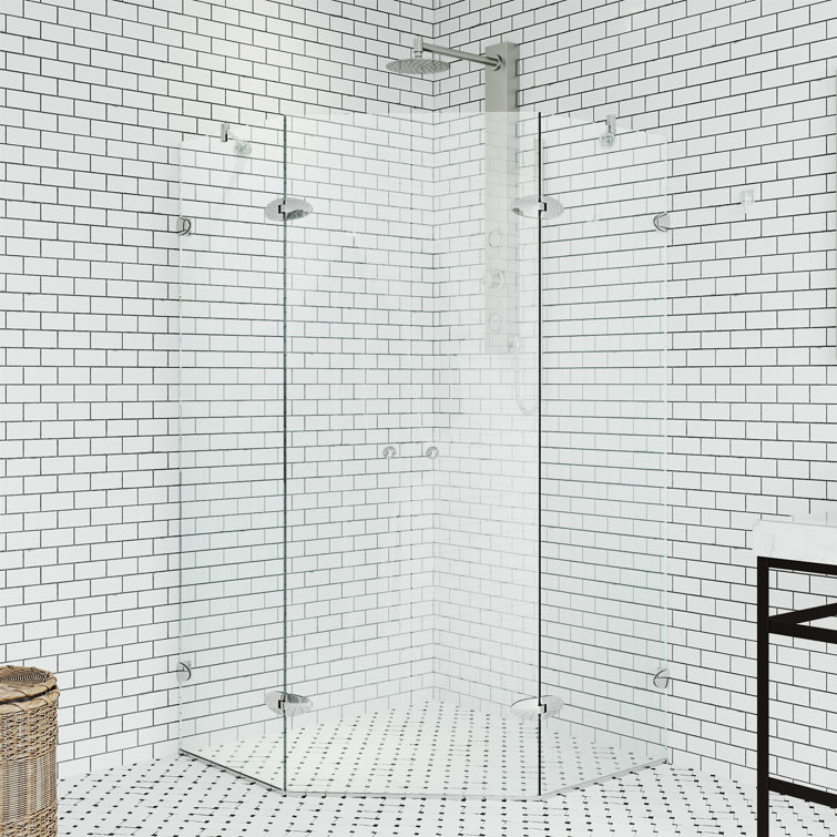 Gemini 40" W x 40" D x 73" H Hinged Frameless Shower Enclosure with 3/8  Clear Glass