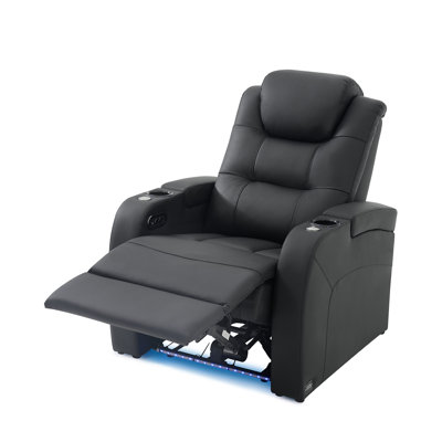 Double fauteuil inclinable de cinéma maison en cuir fleur avec ports USB et de type C