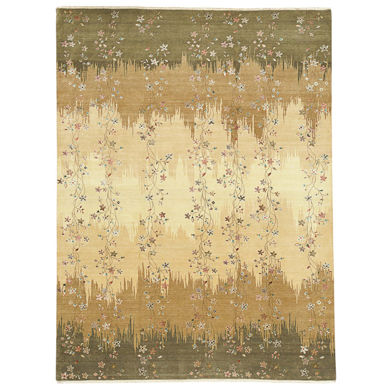 Tapis multicolore et brun noué à la main de haute qualité