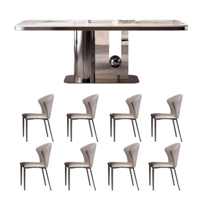 Modern light luxury rectangular table and chair