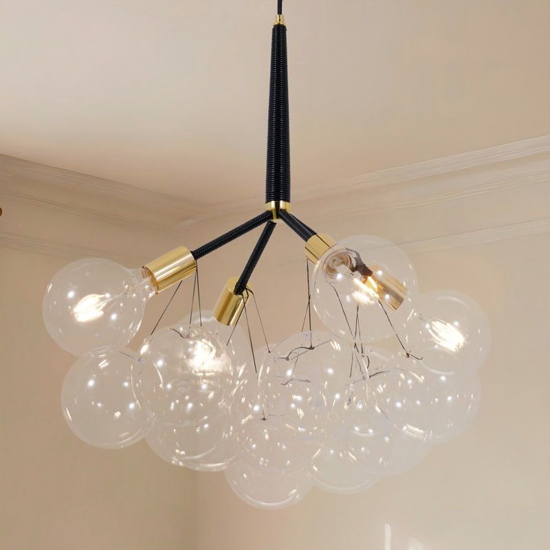 Modern 4 - Light Cluster Glass Chandelier Dimmable