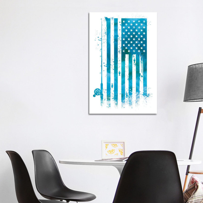 Fishing Sports Flag - Wrapped Canvas Print, 101.6 cm H x 66.04 cm W