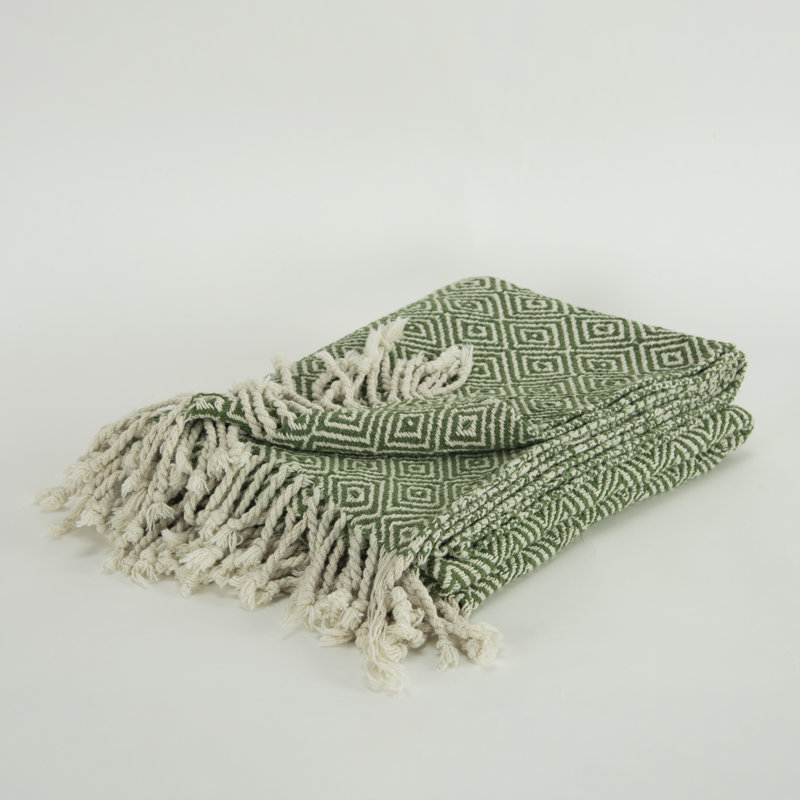 Hand Woven Throw Blanket, Green