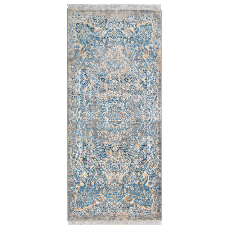 Beier MACHINE MADE POLYESTER AREA RUGS - Runner | Gray Blue | Oriental Design, Low Pile Machine Made Area Rugs for Living Room, Bed Room