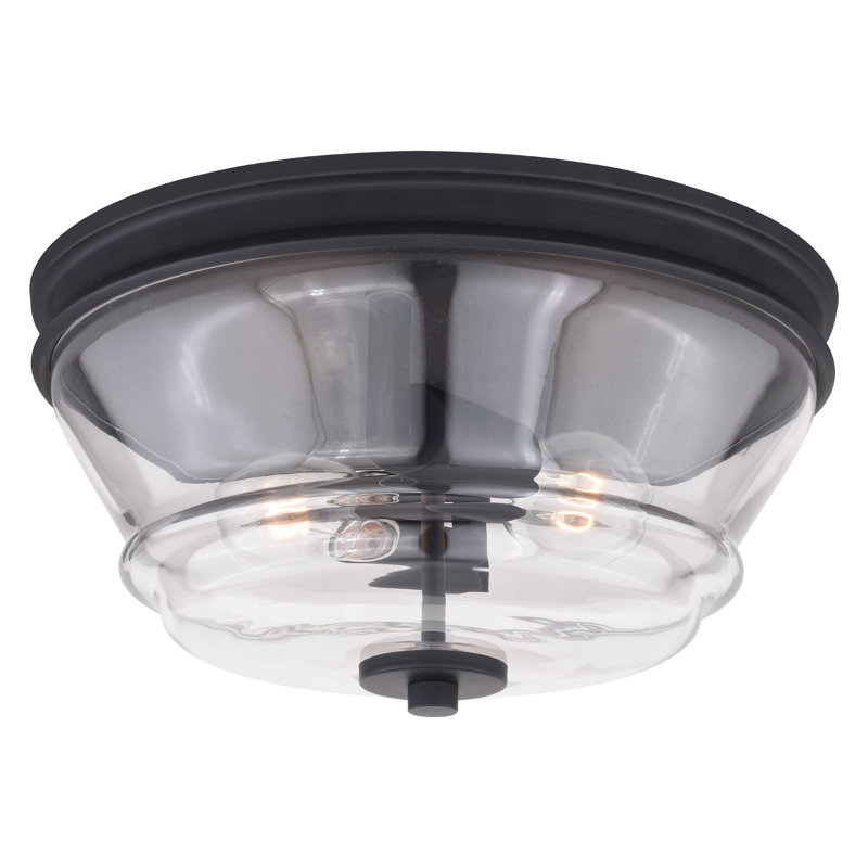 Plafonnier encastré 2 lumières 13 po Akini, Noir mat