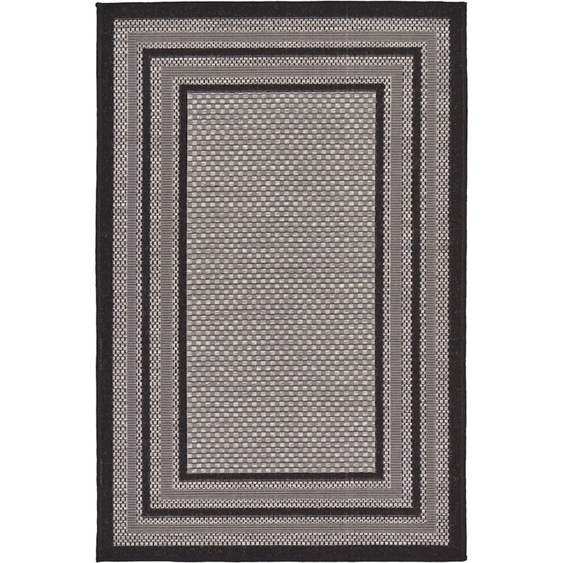 Tapis pour véranda d'extérieur noir et gris, Rectangle 2 pi 2 po x 3 pi