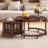 Vintage Round Nesting Coffee Table, Six Bamboo-Shaped Decorative Glass Doors, Retro Beaded Legs 31.5"