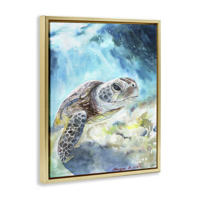 «Sea Turtle Ocean», aquarelle encadrée par George Dyachenko