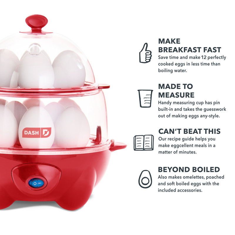 Red Deluxe Rapid Egg Cooker with Auto Shut Off