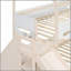 Lit superposé en bois en forme de maison avec glissade et escalier de rangement, cadre de lit simple / simple / double pour enfants, beige et blanc-129230802