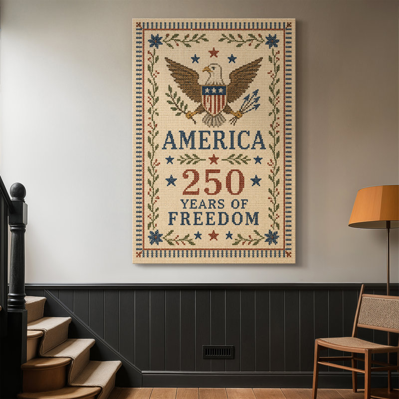 «Stitched Eagle of Freedom», toile tendue avec châssis - prête à être accrochée, 36X48