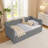 Cozy Gingham Daybed With Trundle Twin Size Sofa Bed, No Box Spring Needed, With Usb Port & Wave Shape, Linen Fabric-401463789