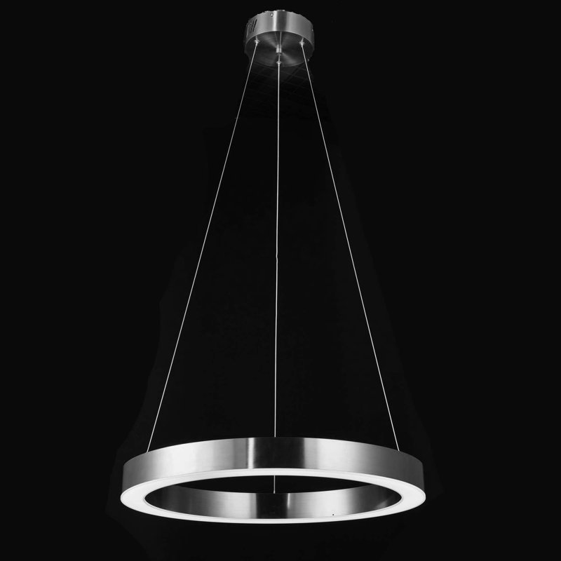 Lustre 20 lumières à del à roulettes de wagon unique Shivers, H 4 po x l 47 po x P 47 po, Nickel satiné