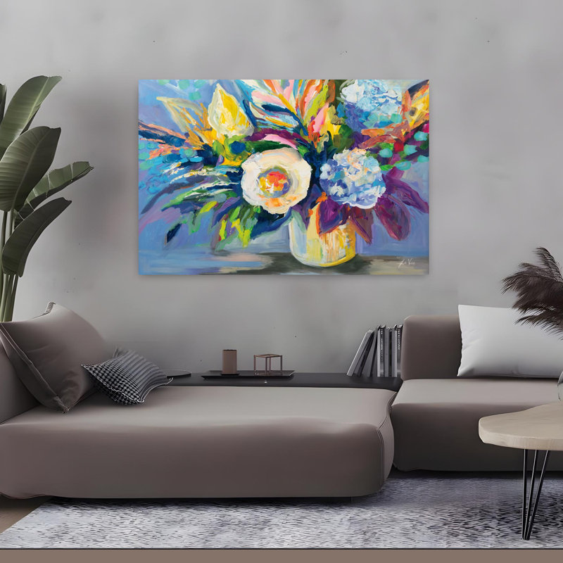 Art contemporain Art floral contemporain, H 32 po x l 48 po