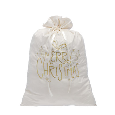 70cm white and gold MERRY CHRISTMAS sack