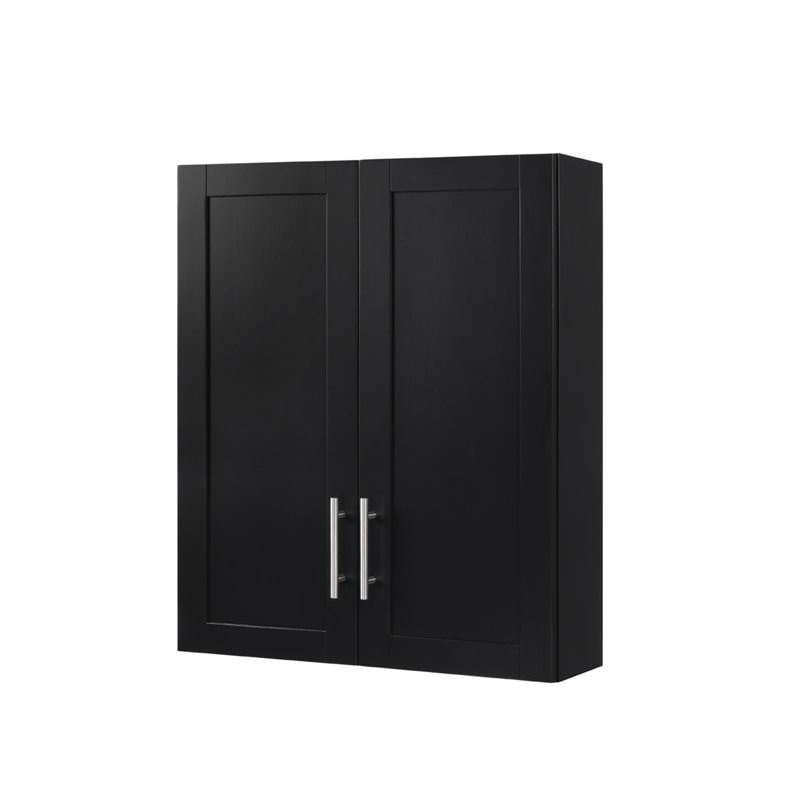 Armoire suspendue en bois avec portes et tablettes