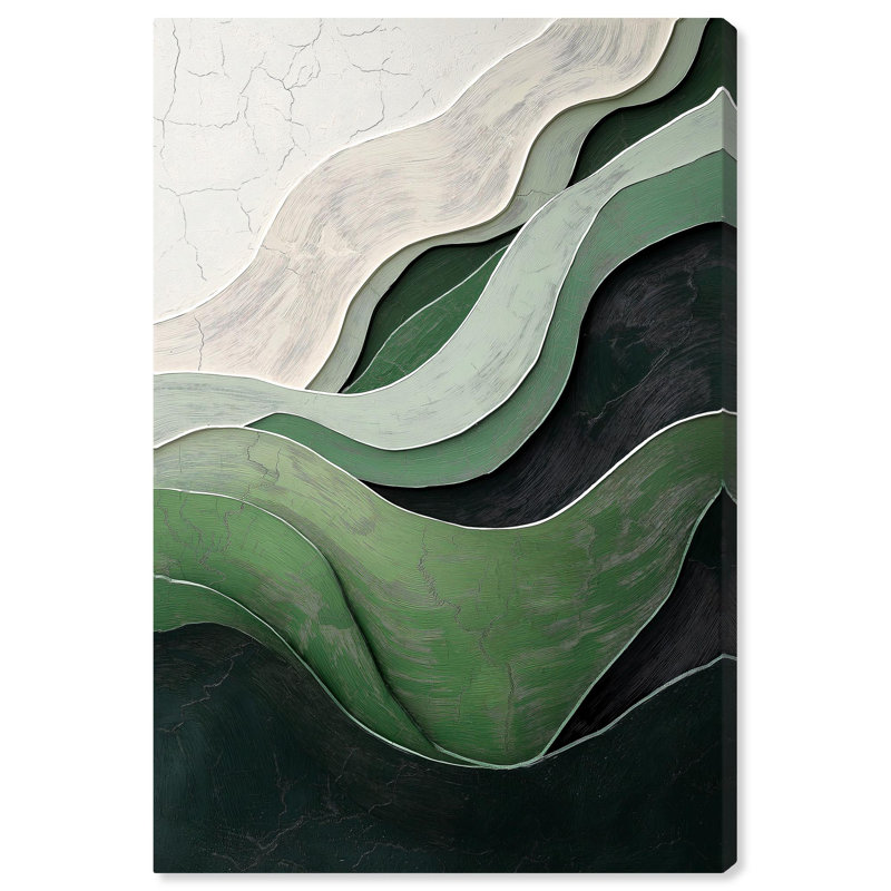 «Green Echoes I», art abstrait vert, H 54 po x l 36 po, Toile tendue