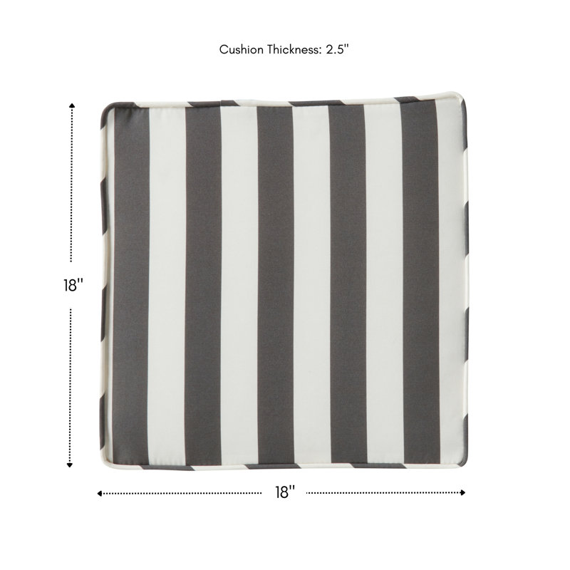 Outdoor Dining Chair Seat Pad, Canopy Gray Striped