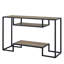 Table noire et chêne avec structure en bois composite et en métal, structure à 2 compartiments de rangement, finition rustique, rangements