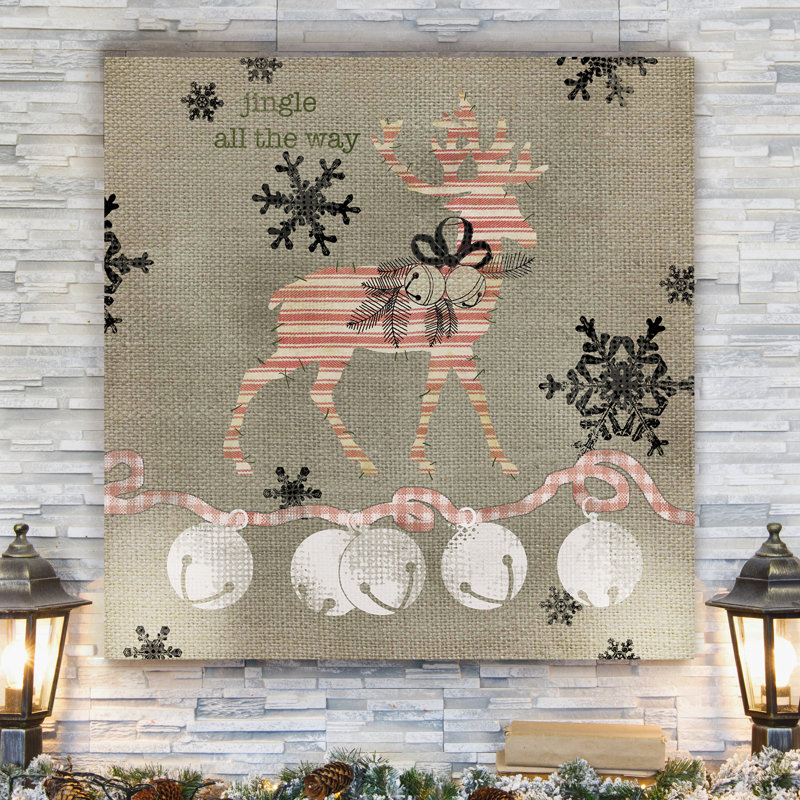 «Burlap Reindeer», impression, H 24 po x l 24 po x P 1,5 po, Toile tendue
