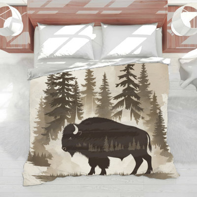 Édredon Bison In Forest Scene